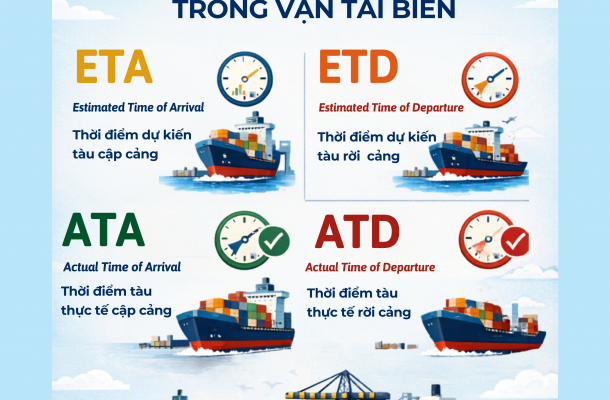 4 mốc thời gian quan trọng trong vận tải biển: ETA, ETD, ATA, ATD
